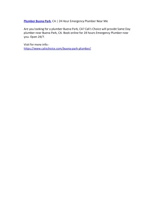 plumber buena park ca 24 hour emergency plumber