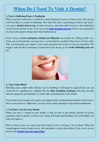 when do i need to visit a dentist