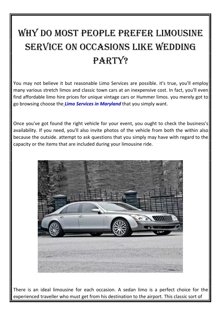 why do most people prefer limousine service