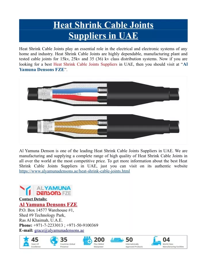 heat shrink cable joints suppliers in uae