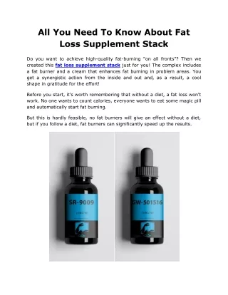 All You Need To Know About Fat Loss Supplement Stack