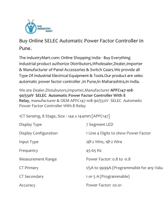 Buy Online SELEC Automatic Power Factor Controller In Pune