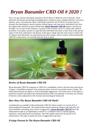 Bryan Baeumler CBD Oil Shark Tank Reviews & Where to buy