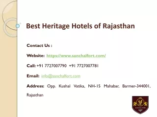 Best Heritage hotels in Rajasthan