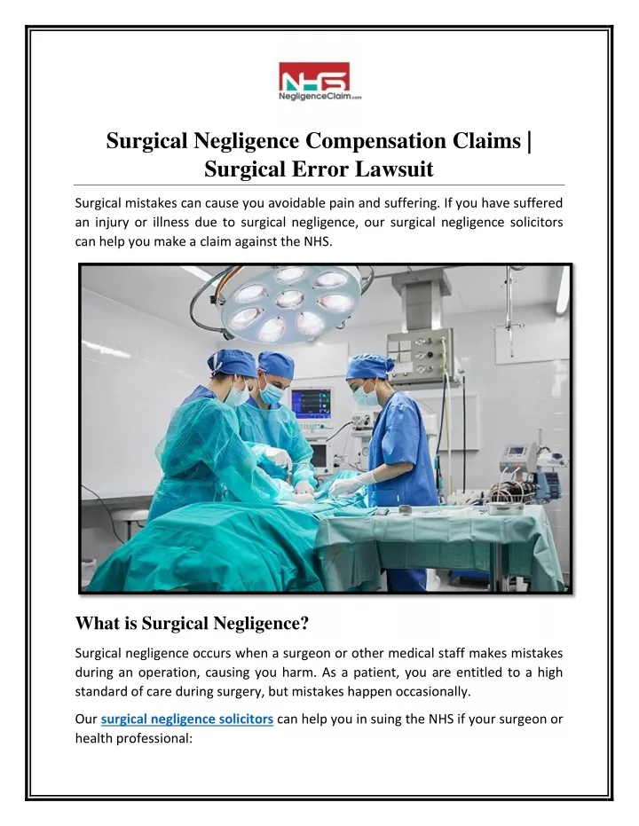 surgical negligence compensation claims surgical