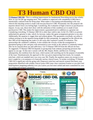10 Must-haves Before Embarking On T3 Human CBD Oil