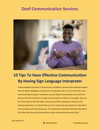 10 Tips To Have Effective Communication By Having Sign Language Interpreter
