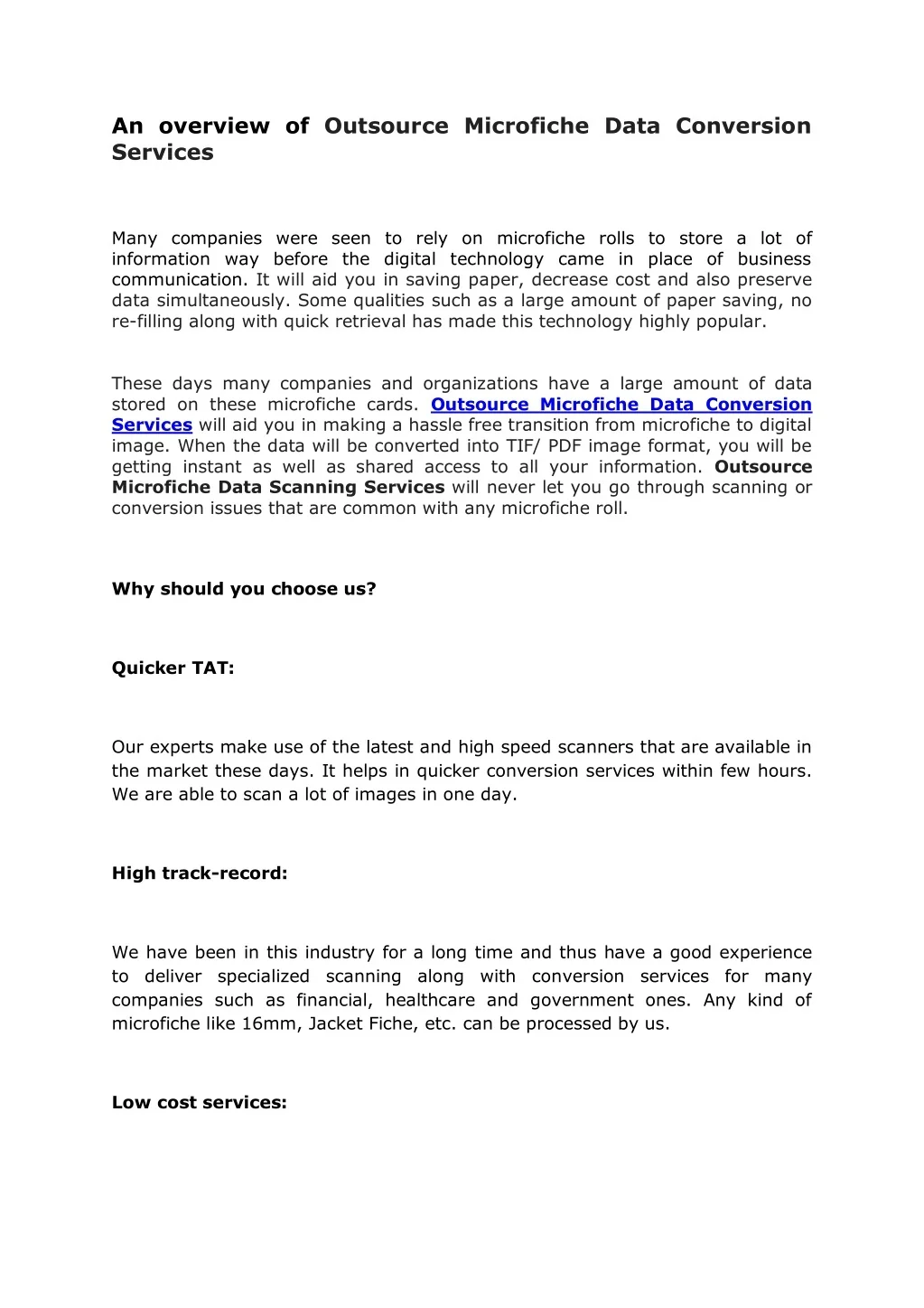PPT - An overview of Outsource Microfiche Data Conversion Services ...