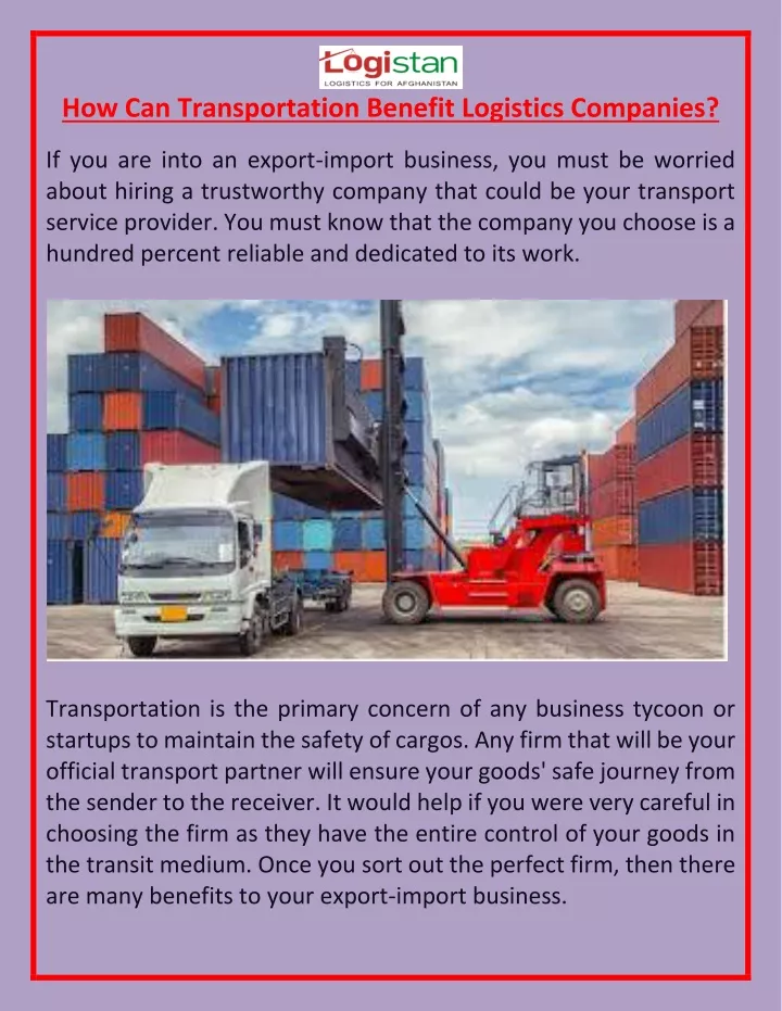 how can transportation benefit logistics companies