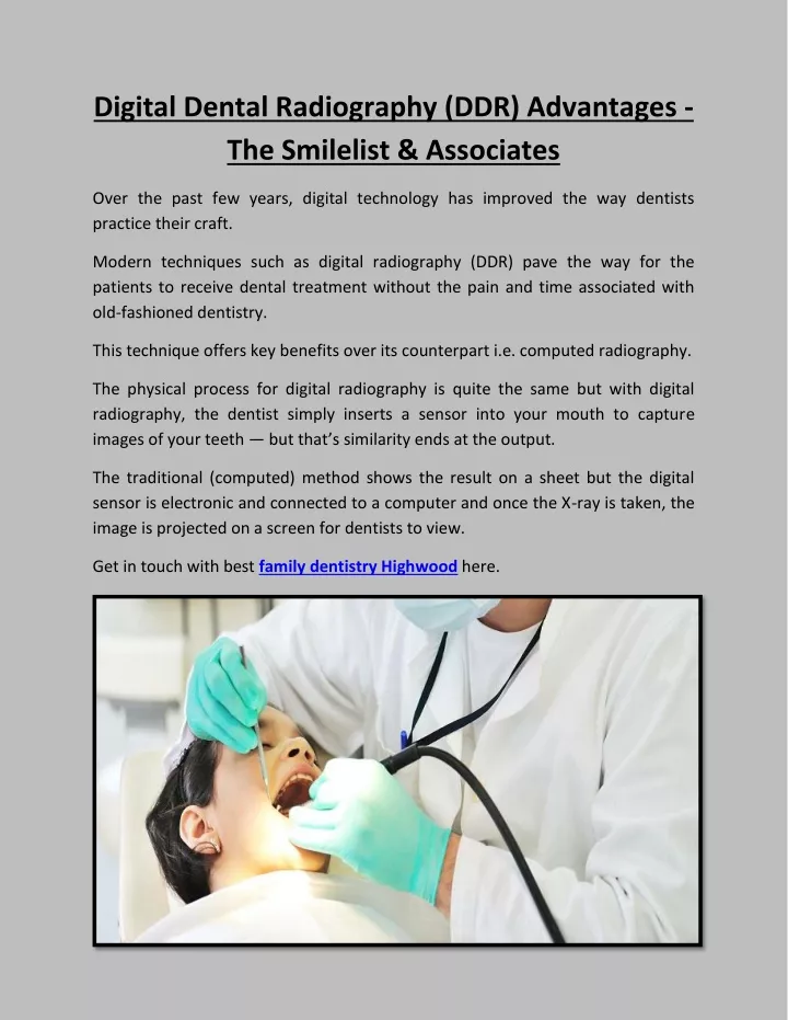 digital dental radiography ddr advantages