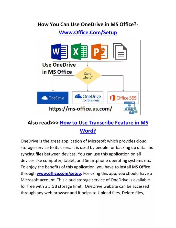 how you can use onedrive in ms office www office