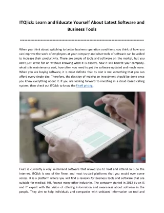 ITQlick: Learn and Educate Yourself About Latest Software and Business Tools
