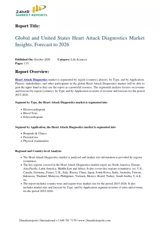 Heart Attack Diagnostics Market Insights, Forecast to 2026