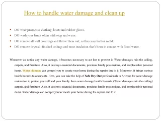 How to handle water damage and clean up