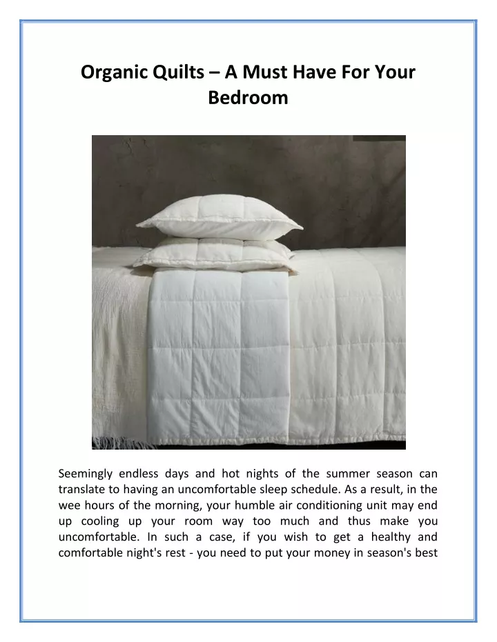 organic quilts a must have for your bedroom