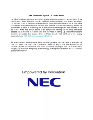 nec telephone system a global brand