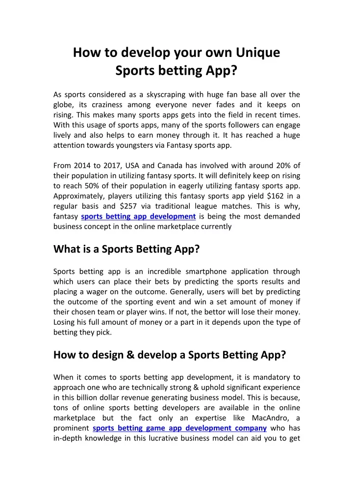 how to develop your own unique sports betting app