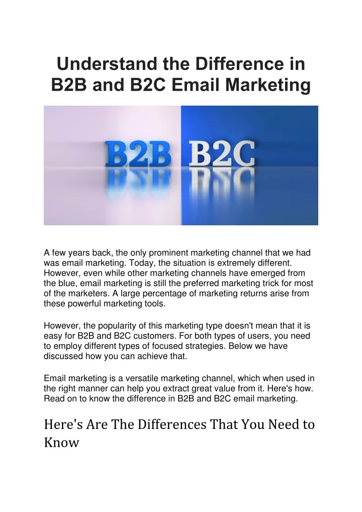 understand the difference in b2b and b2c email
