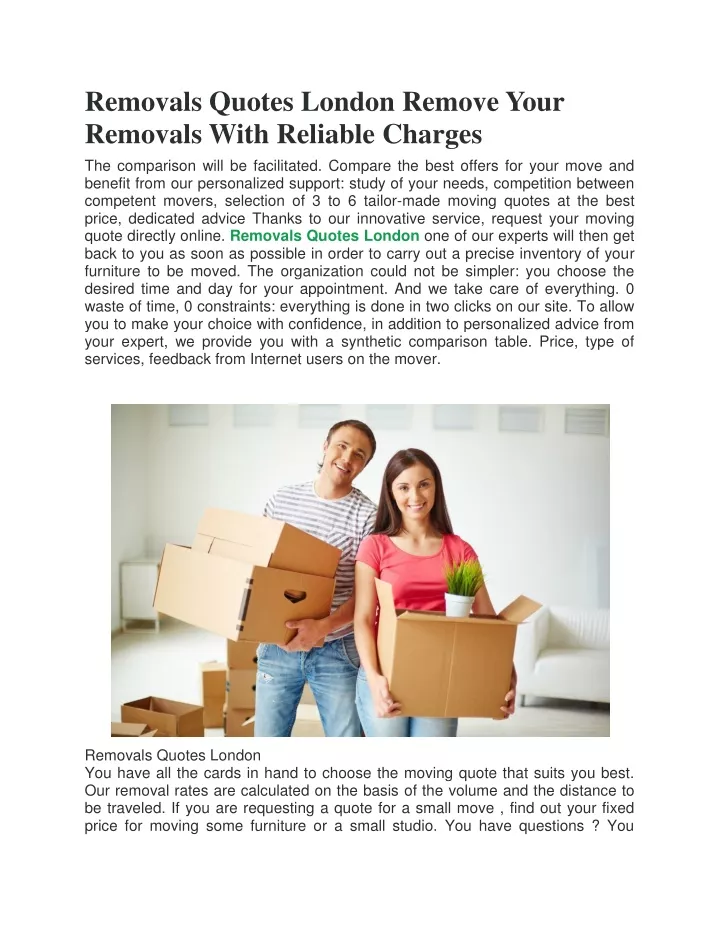 removals quotes london remove your removals with