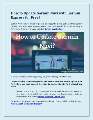 Garmin Nuvi GPS Update with Garmin Express | Update Garmin Nuvi