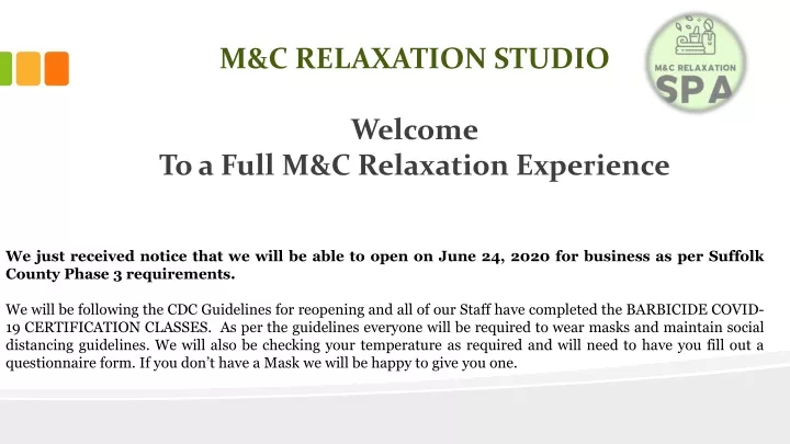 m c relaxation studio welcome to a full m c relaxation experience