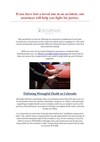 if you have lost a loved one in an accident