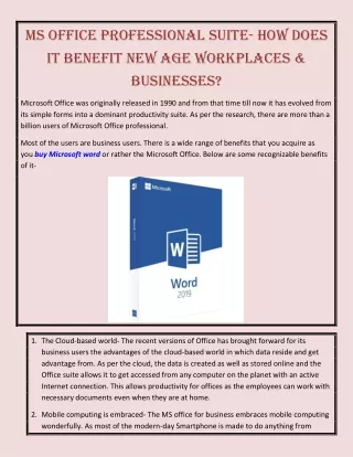 MS office professional suite- How does it benefit new age workplaces & businesses?
