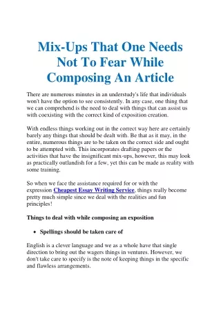 Mix-Ups That One Needs Not To Fear While Composing An Article