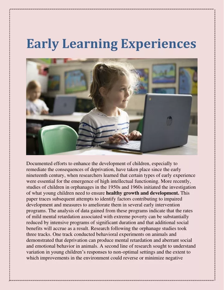 early learning experiences