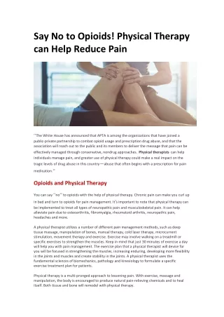 say no to opioids physical therapy can help