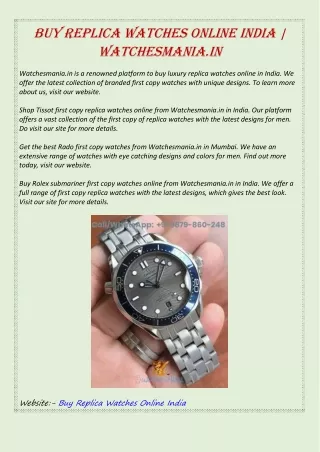 Buy Replica Watches Online India | Watchesmania.in