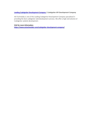 leading codeigniter development company