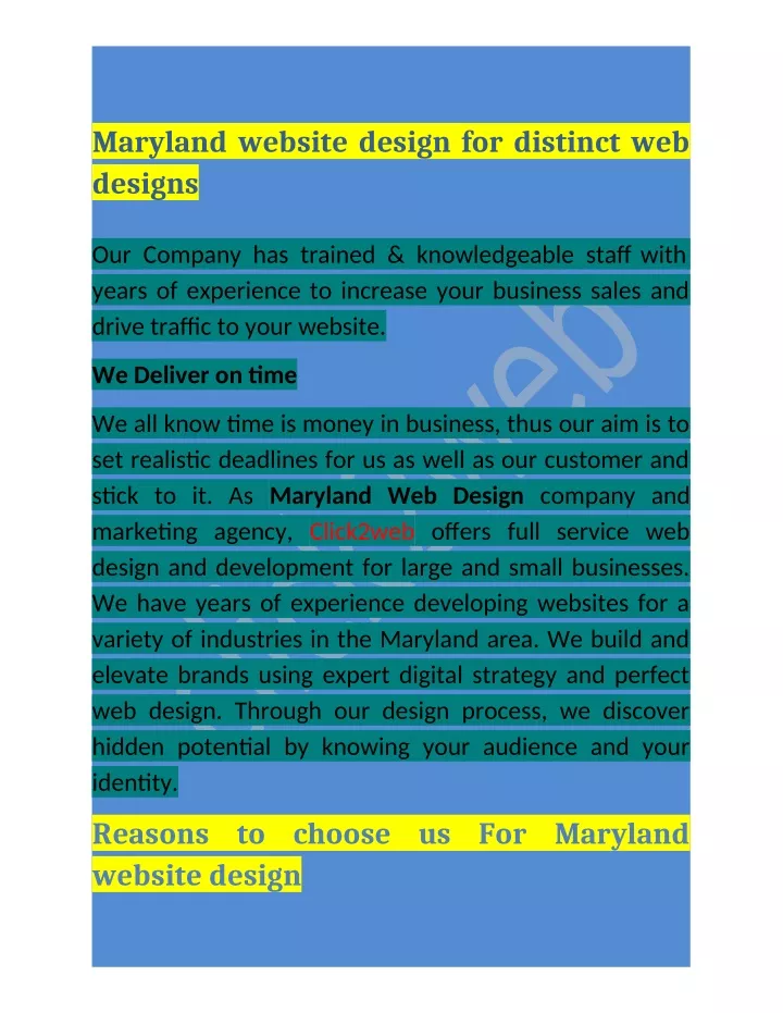 maryland website design for distinct web designs