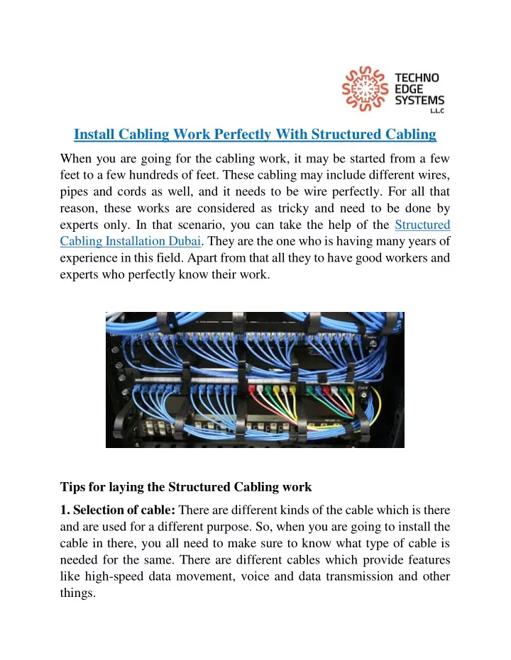 install cabling work perfectly with structured