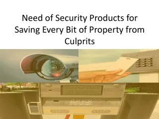 need of security products for saving every bit of property from culprits