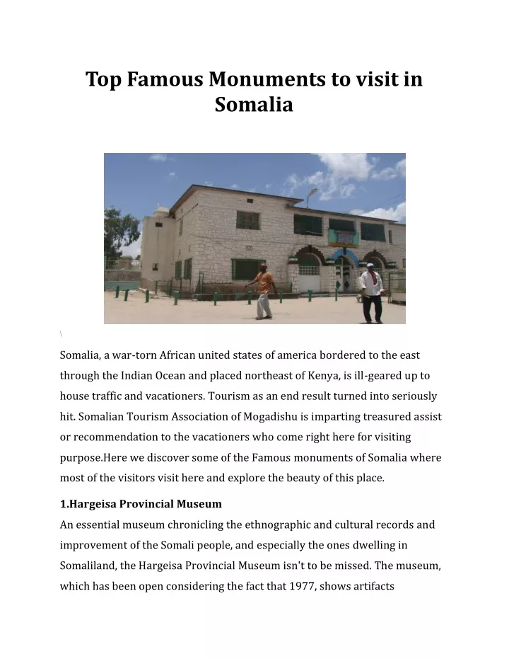 top famous monuments to visit in somalia