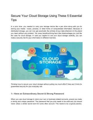 Secure Your Cloud Storage Using These 5 Essential Tips