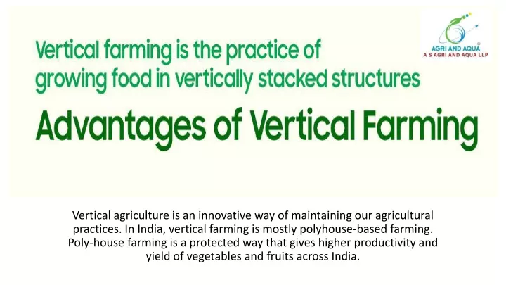 vertical agriculture is an innovative