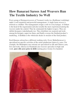 How Banarasi Sarees And Weavers Run The Textile Industry So Well