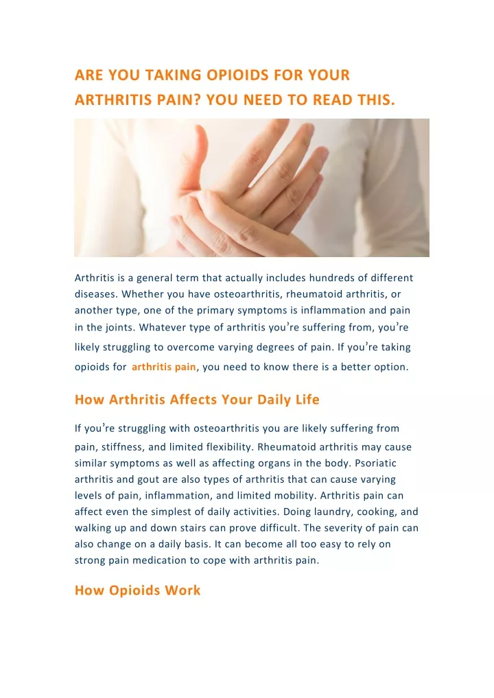 are you taking opioids for your arthritis pain