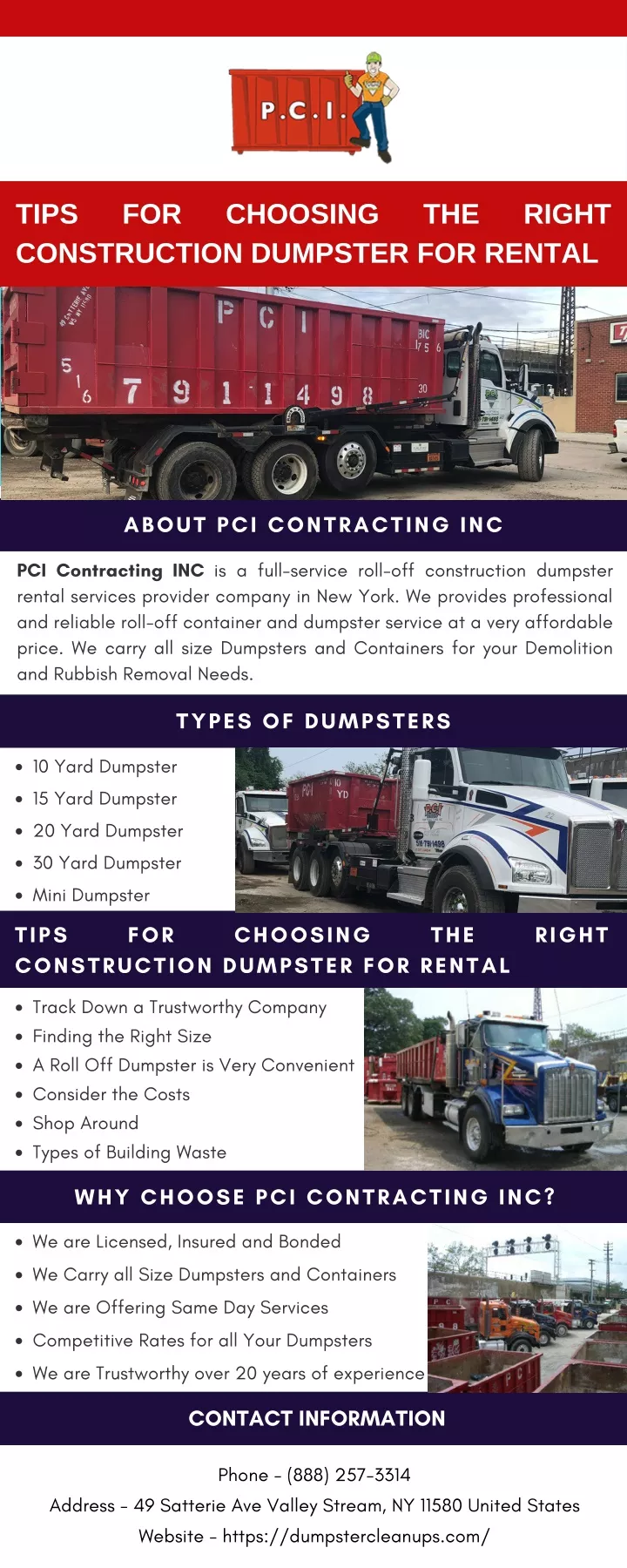 tips construction dumpster for rental