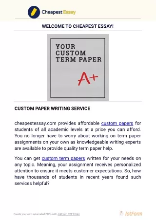 Custom Term Paper Writing Services - Cheapestessay