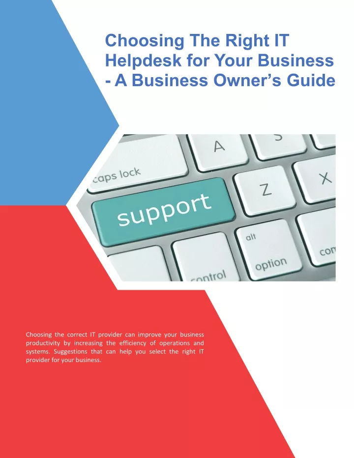 choosing the right it helpdesk for your business