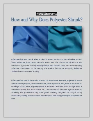 polyester does not shrink when soaked in water