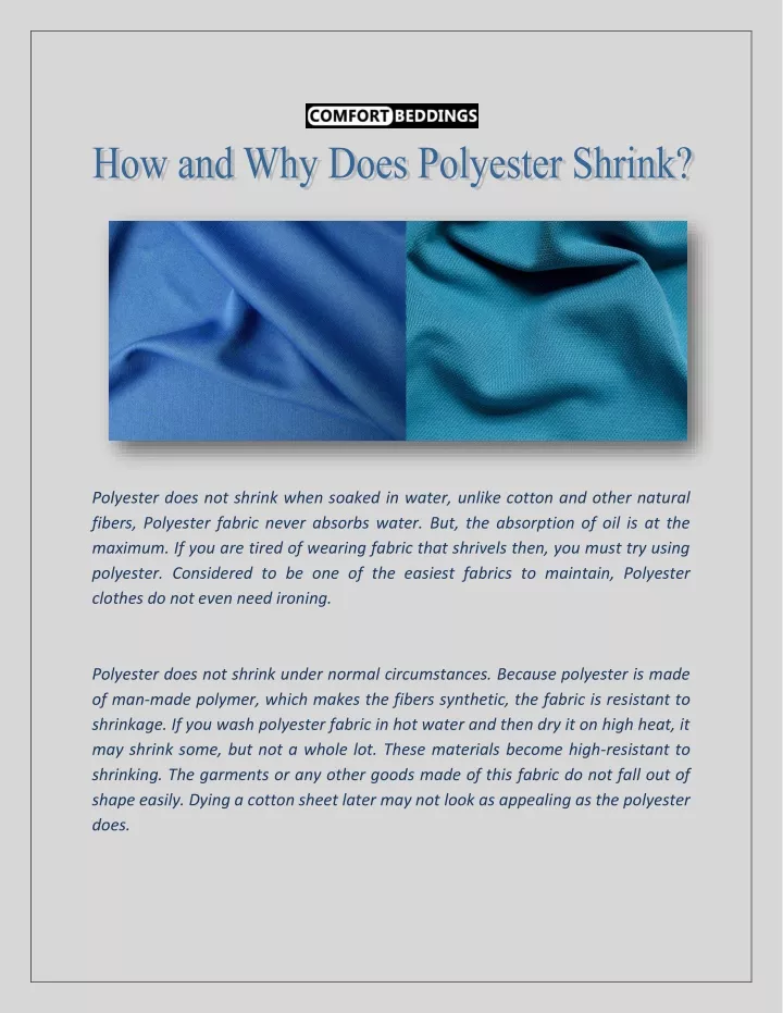 polyester does not shrink when soaked in water