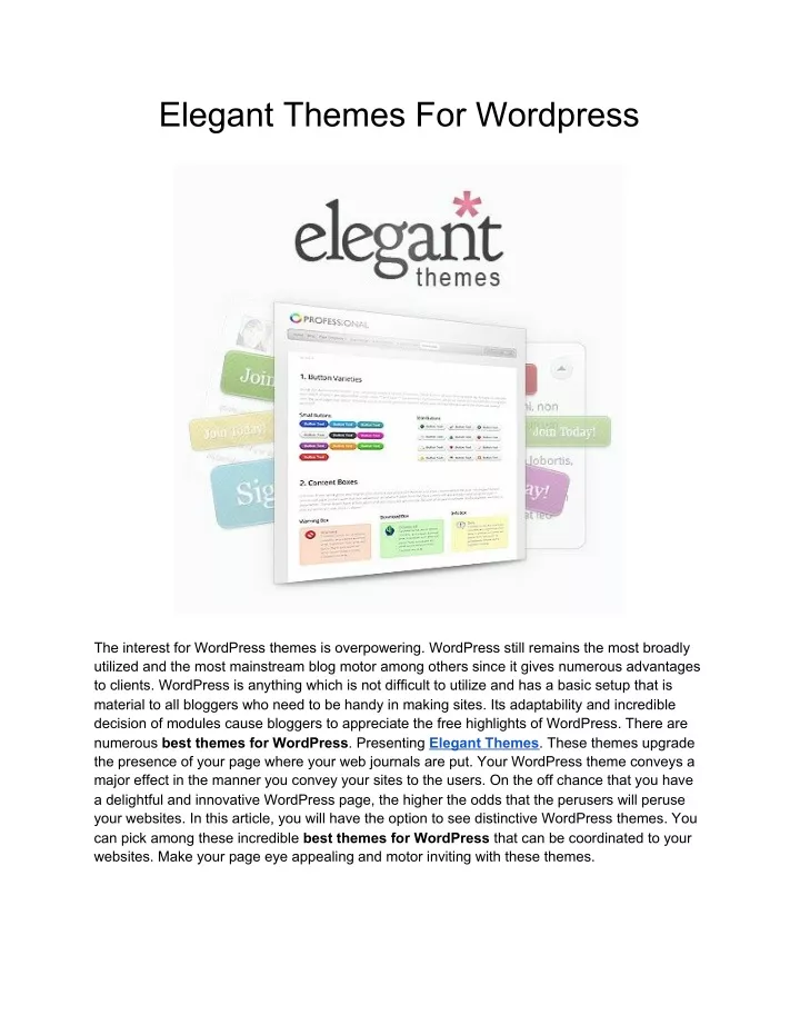 elegant themes for wordpress