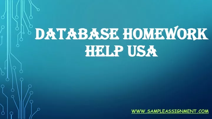 database homework help usa