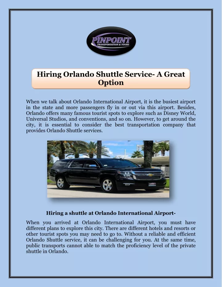 hiring orlando shuttle service a great option