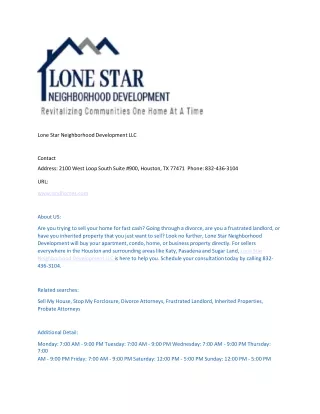 Lone Star Neighborhood Development LLC