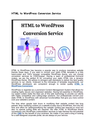 html to wordpress conversion service